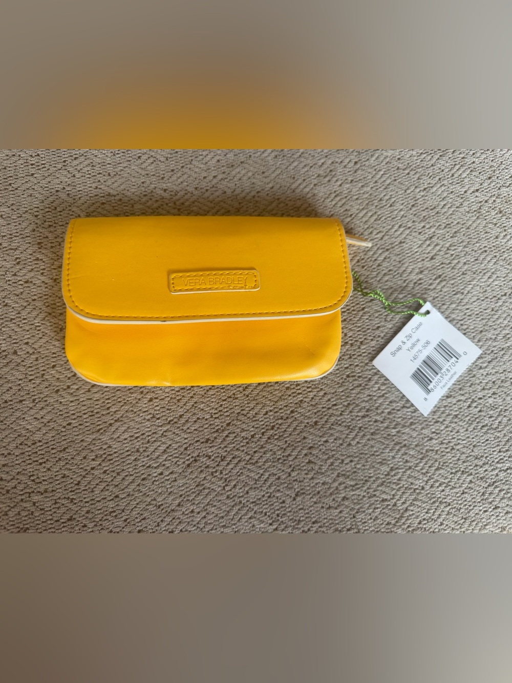 NWT Vera Bradley Faux Leather Snap & Zip Case Yellow Wallet